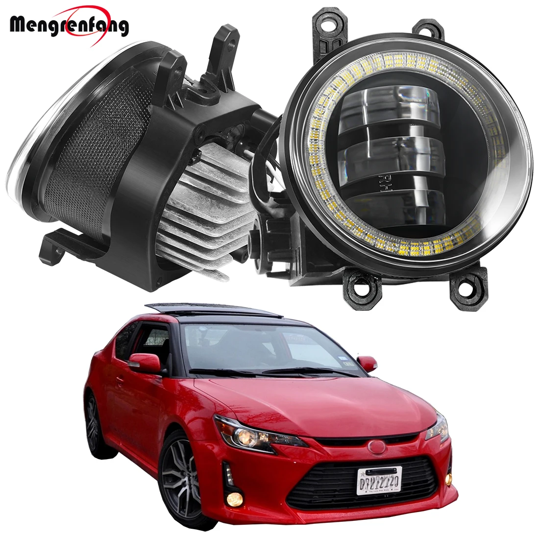 2 Pieces LED Fog Light Assembly 30W Car Left + Right Angel Eye Fog Daytime Running Lamp DRL 6000LM 12V For Scion tC 2011-2016