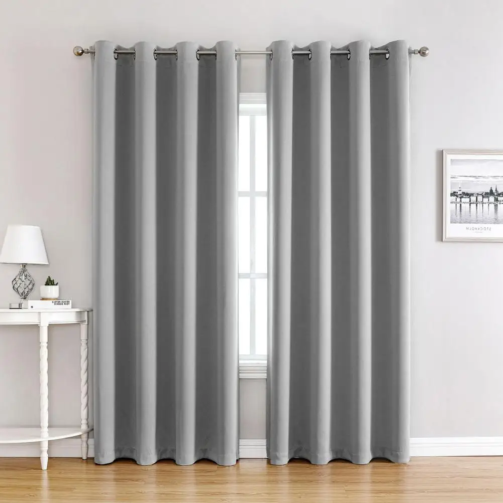 Perforated Curtain Anti-Fade Wrinkle-Free Curtain Drapes Reusable Hanging Window Curtain for Hotel Curtain Drapes