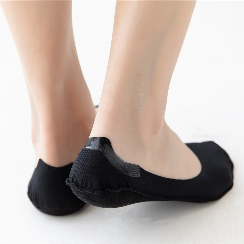 5 Pairs new style Women Silicone non-slip invisible Socks Summer Solid Color Ankle Boat Socks  Cotton Slipper No show Socks