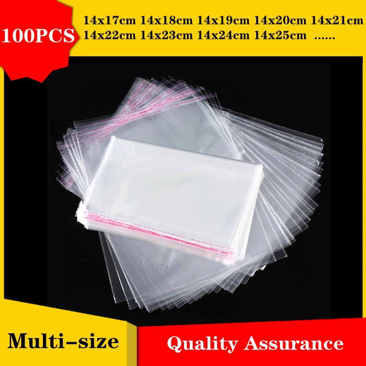 

Wholesale 100PC/Stransparent self-adhesive sealing OPP plastic bag 14x17-14x36cm toy candy gift jewelry packaging bag