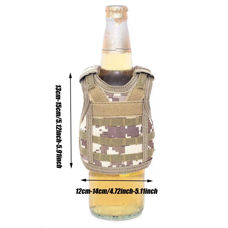 Tactical Beer Bottle Beer Vest Cover Outdoor Mini Miniature Molle Vest Personal Bottle Drink Set Adjustable Shoulder Straps