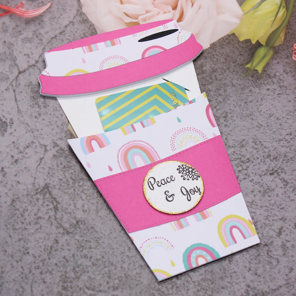 KLJUYP Coffee Cup Gift Card Holder Metal Cutting Dies for Scrapbooking/photo album Decorative Embossing Paper Card