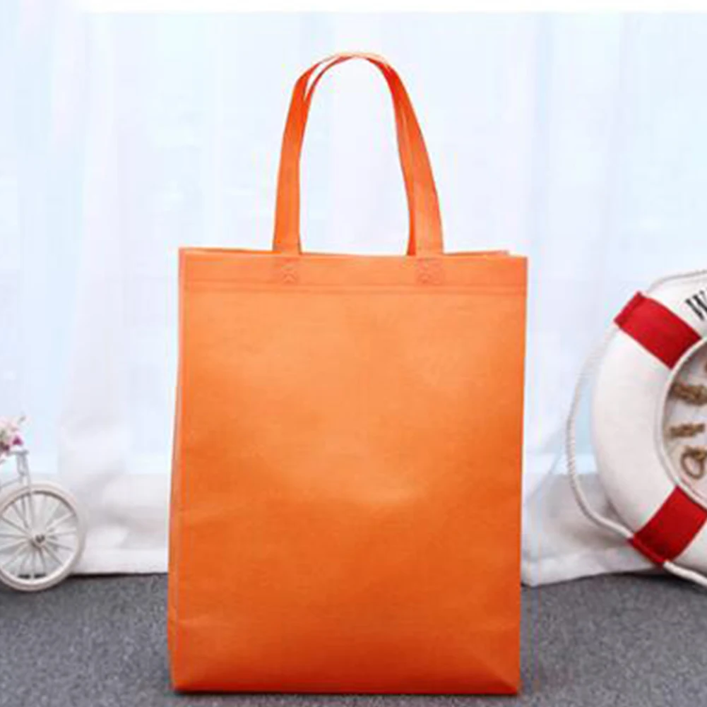 Women Men Reusable Shopping Bag Solid Color Simple Large Folding Tote Grocery Bags Convenient Traveling Storage Handbags