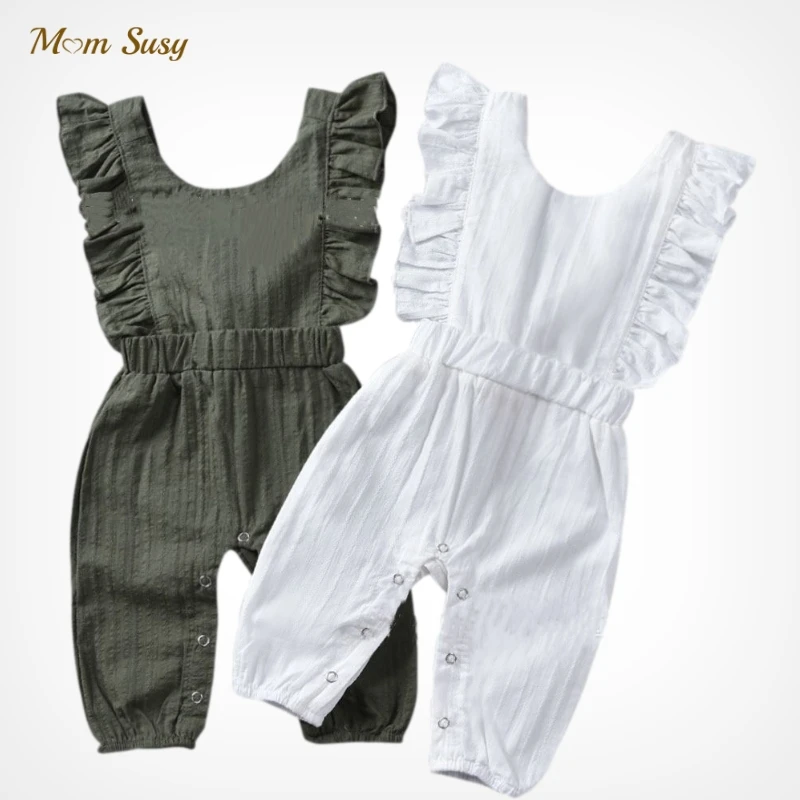 

Fashion Baby Boy Girl Cotton Romper Ruffle Infant Toddler Striped Jumpsuit Summer Strappy Onesies Baby Clothes 0-2Y