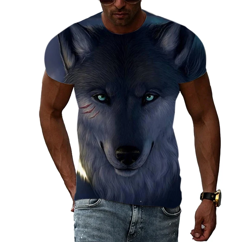 Summer Trend Animal Wolf graphic t shirts Men Fashion Cool Personality 3D Print short sleeve t-shirts Interesting Casual T-shirt