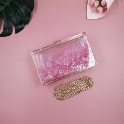 Wholesale Fashion Transparent Acrylic Clutch Box Bag Clear Purse Women Bag Evening Handbag