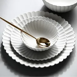 Gray Petal Dinner Plate Unglazed Ceramic Kitchen Tray Food Dishes Rice Salad Plates Soup Bowl 1pcs Sale