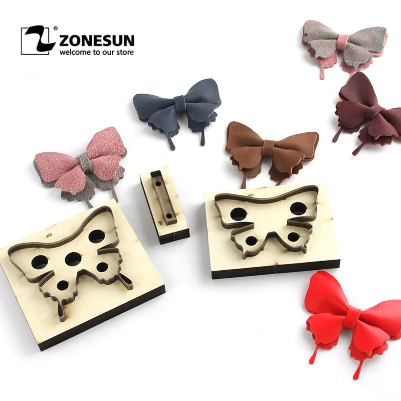 ZONESUN Leather Craft Butterfly Shape Die, Japan Steel Blade, Art Template, Cutting Mould, Handmade Punching Tools, 3 Pcs Set