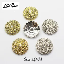 Shiny 10Pcs 24mm Flat back Round Crystal Rhinestone Buttons Silver/Gold Wedding Crafts Decorative Accessories For DIY Clothing