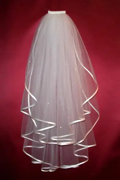 Voile de mariée en Tulle, bord de ruban, perles, accessoire de mariage, 2029