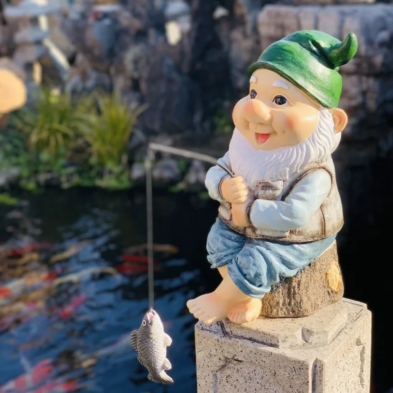 

Pastoral Fishing Elves Resin Sculpture Crafts Rockery Pool Fish Pond Figurines Decoration Outdoor Garden Accessories Ornaments