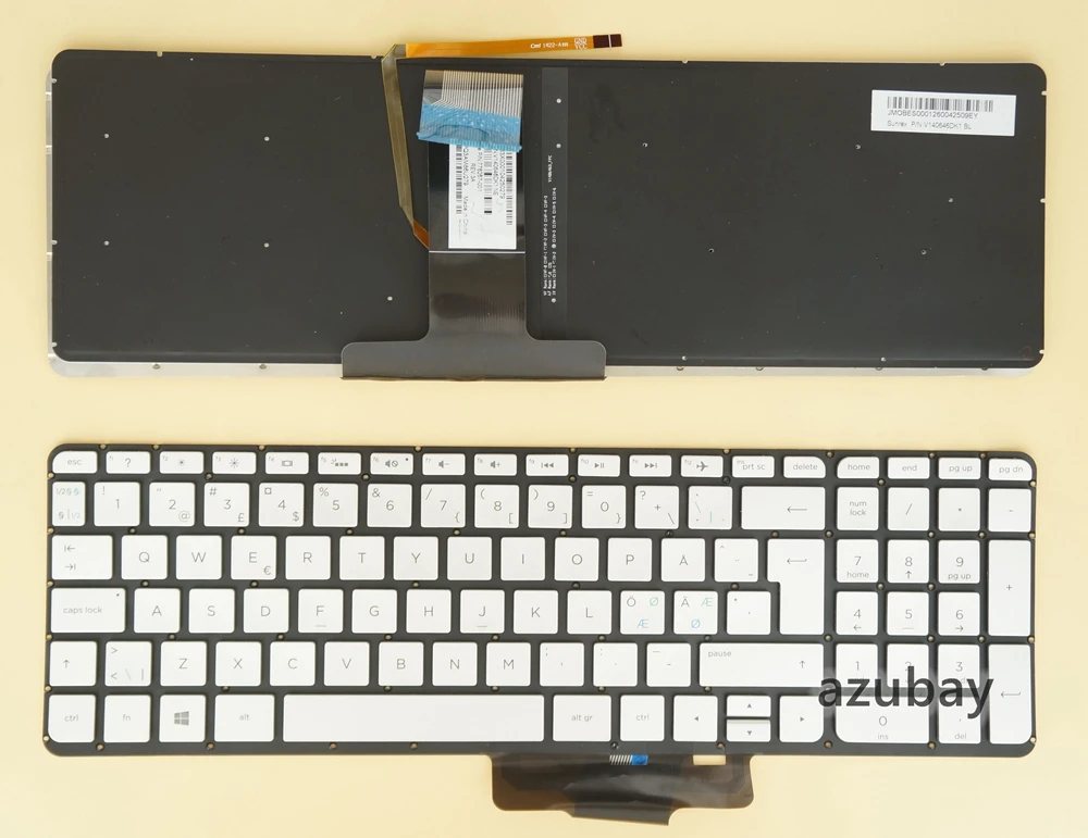 

Nordic Keyboard For HP Envy 15-U 15-U000 15-u005no 15-u100no 15-u230no 15-u231no 15-u280no X360 V140646DK1, Backlit, Silver
