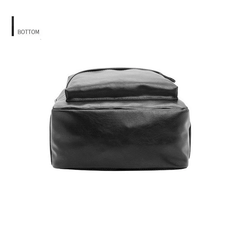 Business Casual Backpacks Travel Bag Black PU Leather Men\'s Shoulder Bags Teenage Backpack Men USB Charging Anti Theft Backpack