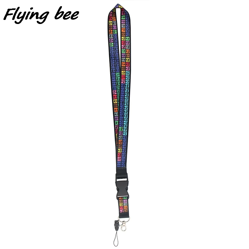 Flyingbee X1961 Periodic Table Of Chemical Elements Lanyard Card Holder Student Hanging Neck Mobile Phone Lanyard Badge Holder