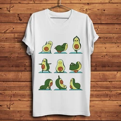 cute Avocado yoga series funny t shirt men new white casual tshirt homme unisex fresh style streetwear t-shirt short sleeve