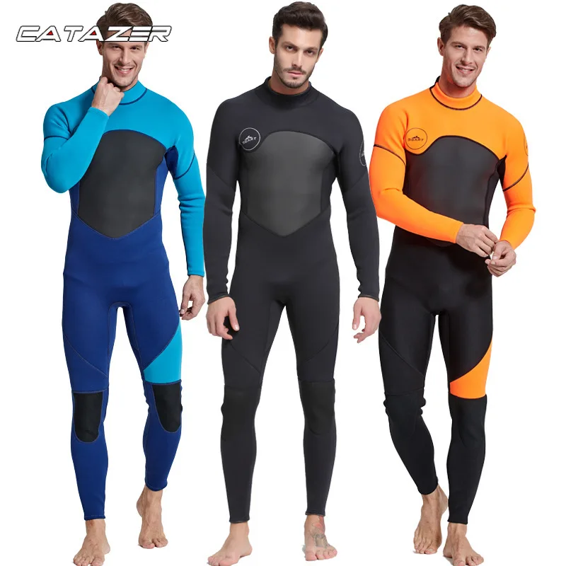 Sbart Wetsuit Men's 3mm Full Surfing Suit Scuba Diving Snorkeling Swimming Surfing Boading Jumpsuit Wet Suit Back Zipper Blue