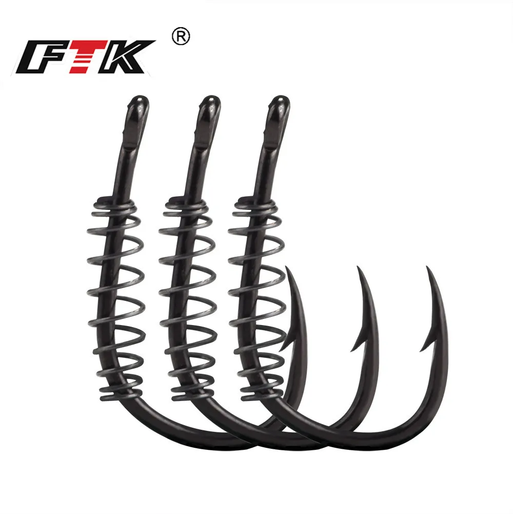 FTK 25pcs Carp Fishing Spring Hook Barbed Circle Carp Hook Explosion Hook Fly Fishing Hook Fishing Accessories