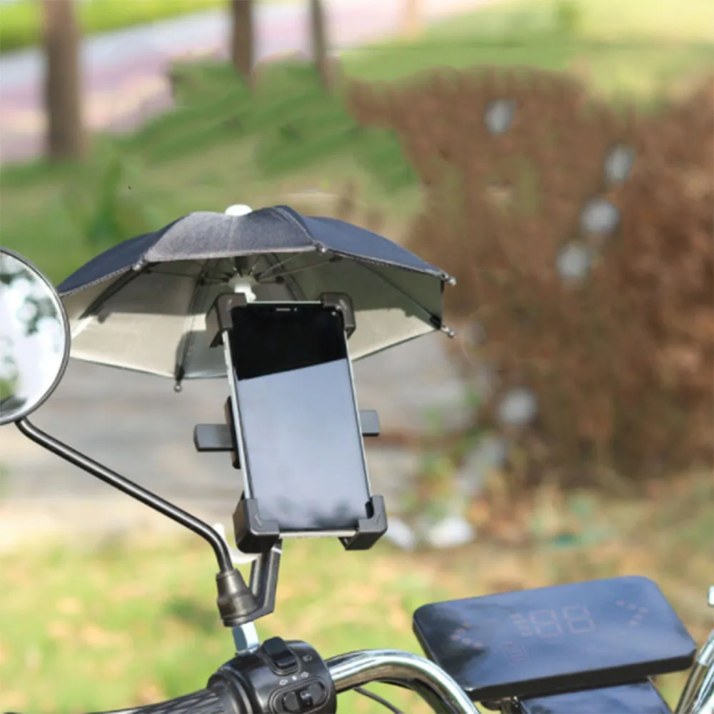 Bicycle Phone Holder Mini Sunshade Umbrella Bicycle Decoration Accessories Polyester Mobile Automatic Umbrella