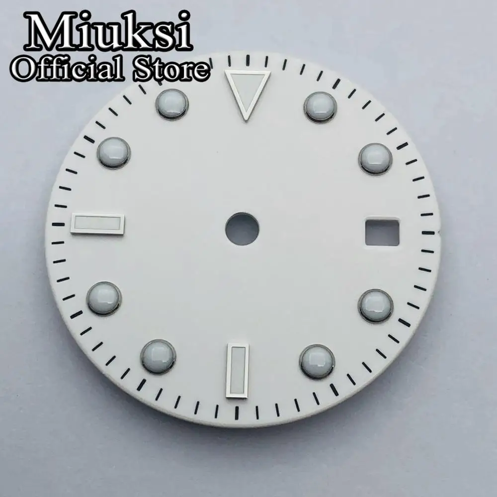 Miuksi 31.5mm watch dial luminous dial fit NH35 movement