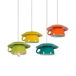 Ceramic Cups Pendant Lights Modern Bar Cafe Hanging Lamp Dining Room Light Fixtures Kitchen Led Stair Home Suspension Luminaire