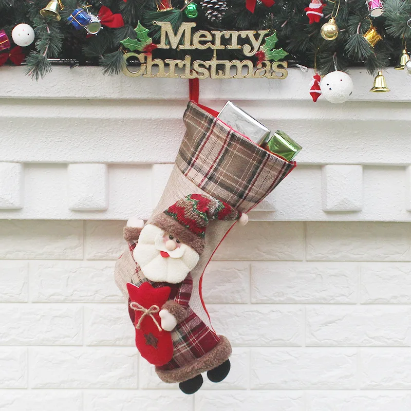 Hello Christmas Stockings Christmas Xmas Tree Hanging Party Deacor Santa Stocking sock gift Candy bags Navidad 2019