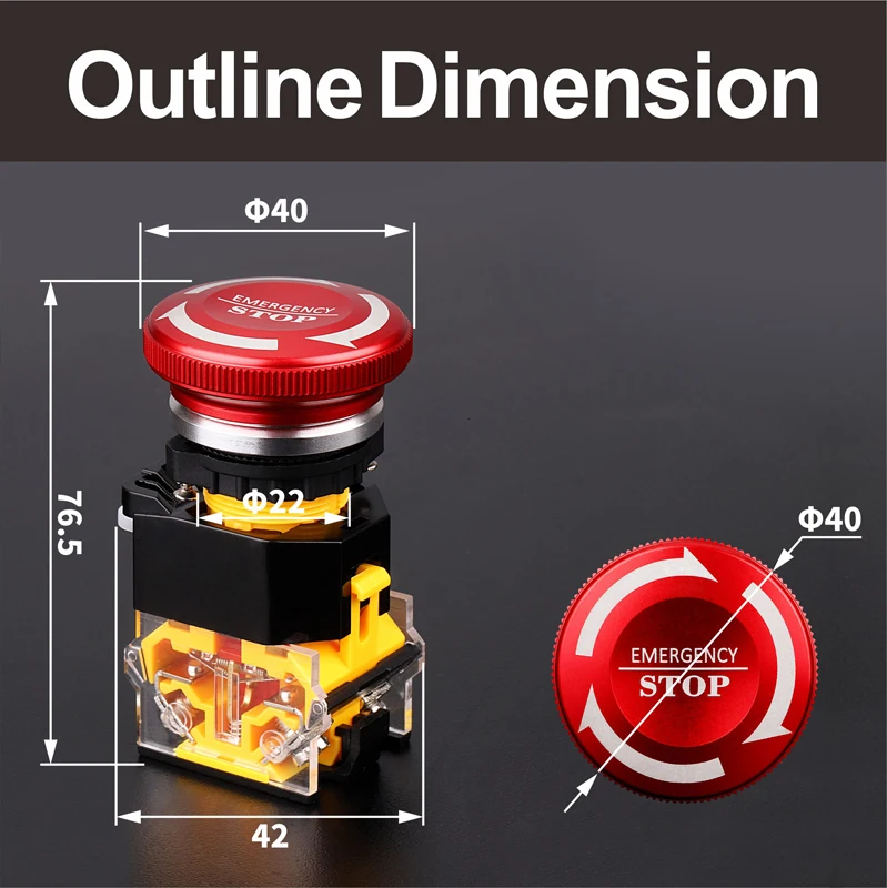 LANBOO M3 series 8A high-current 1NO1NC/2NO2NC Red Oxide Mushroom Button Emergency stop latching push button Switch