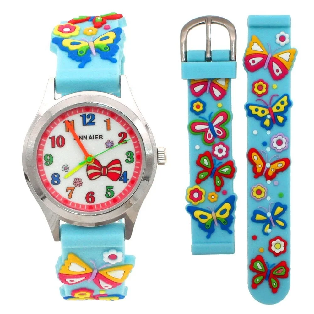 10Pcs 3D Kartun Butterfly Jam Kuarsa Jam Tangan Colorful Digital Anak Laki-laki Kecil Menonton Anak-anak Hadiah Pesta