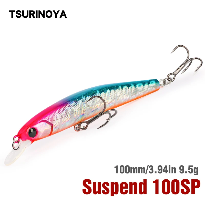 TSURINOYA NEW Suspending Minnow Fishing Lure DW70 100mm 9.5g Artificial Swimbait Wobbler Jerkbait Pike Bass Lure Crankbait