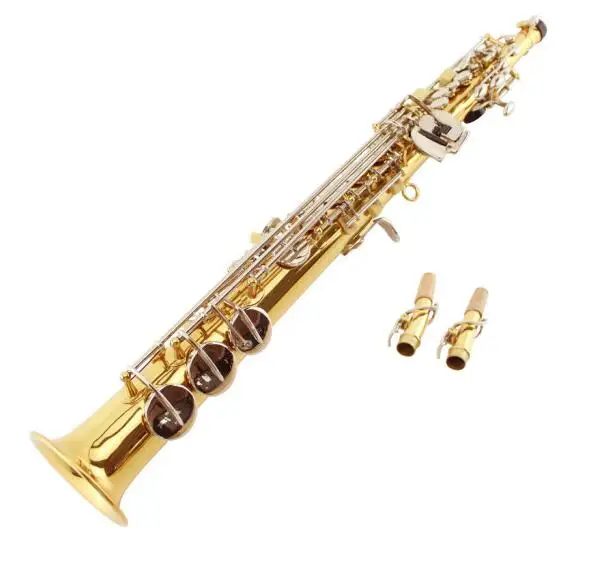 

MSS-625 MARGEWATE Soprano Straight Pipe B Flat Sax Nickel Plated Key Saxophone Brass Gold Lacquer with Mouthpiece Accessories