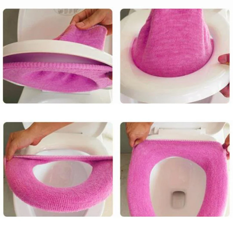 1Pc Toilet Seat Case Warmer Toilet Accessories Pedestal Pan Cushion Pads Washable Toilet Seat Covers Random Color Toilet Covers