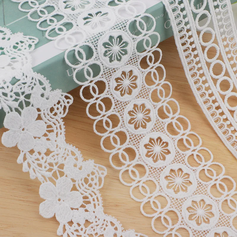 3Yard Hollow Embroidery Flower Fabrics Lace DIY Silk lace Wedding Lolita Children's Clothing CurtainUnderwear Sewing Accessories