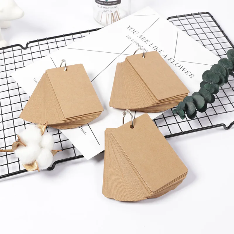 Simple Style Metal Buckle Kraft Paper Memo Pad 50 Sheets Portable Learning Message Notes Pocket Word Book Card School Stationery