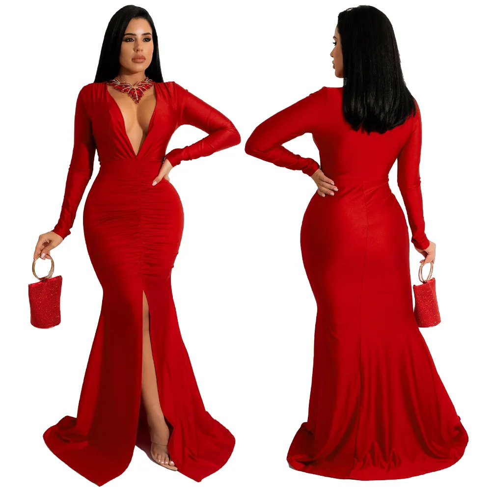 dresses for women 2021 evening party dress long bodycon dress sexy party dresses winter clothes for women long sleeve v-neck