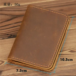 Horse Crazy Genuine Leather Man Holder ID Credit Credit Credit If holder of the Vintage Men's Business Card Small Mini Thin Wallets 8 Main Sales Children's Maluco Chapeu - №4