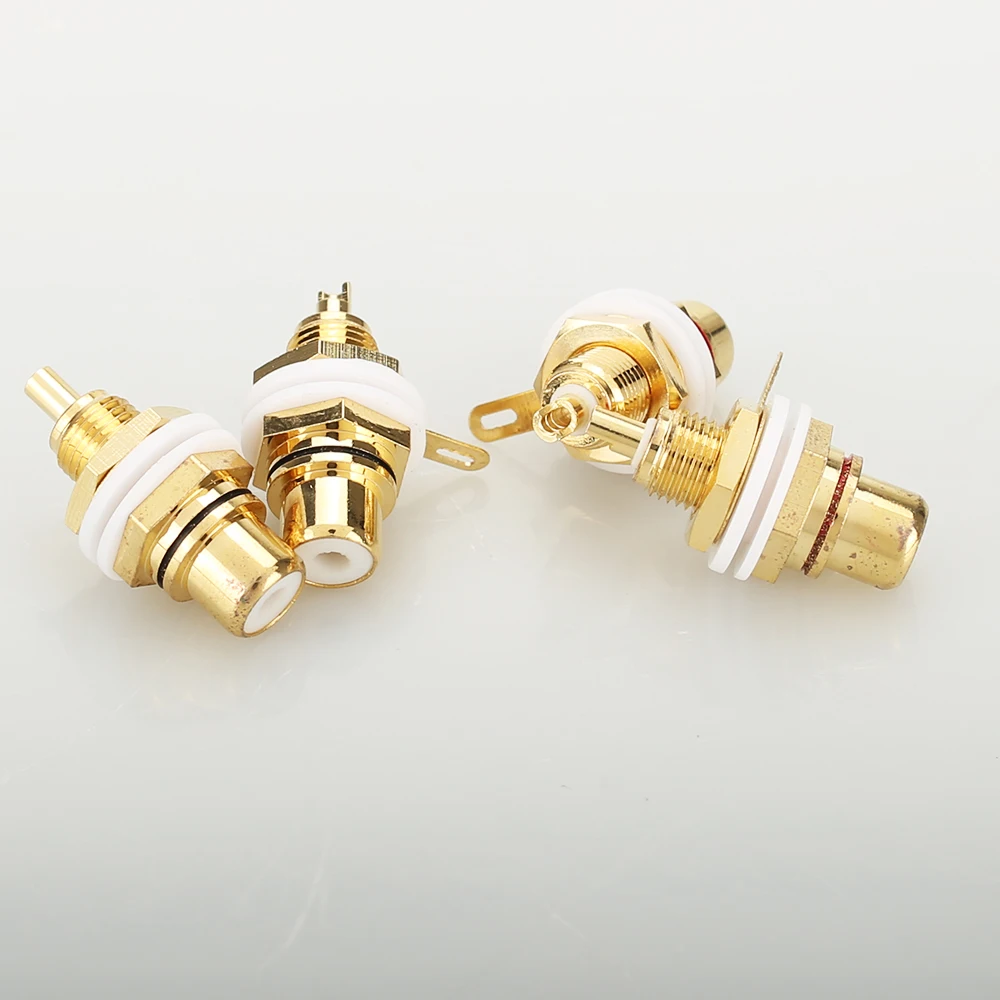 8Pcs ชุบทอง RCA หญิงแจ็คเครื่องขยายเสียงลำโพงขั้วเชื่อมต่อ
