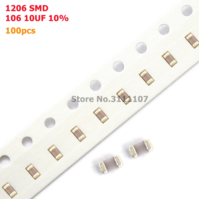 

100PCS/LOT 10uf Error 10% 106 10UF 1206 SMD Thick Film Chip Multilayer Ceramic Capacitor