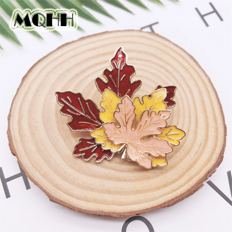 Creative Cartoon Retro Plant Leaf Maple Leaf Enamel Pin Alloy Brooch Badge Clothes Bag Accessories Fashion Jewelry Gift For Kid