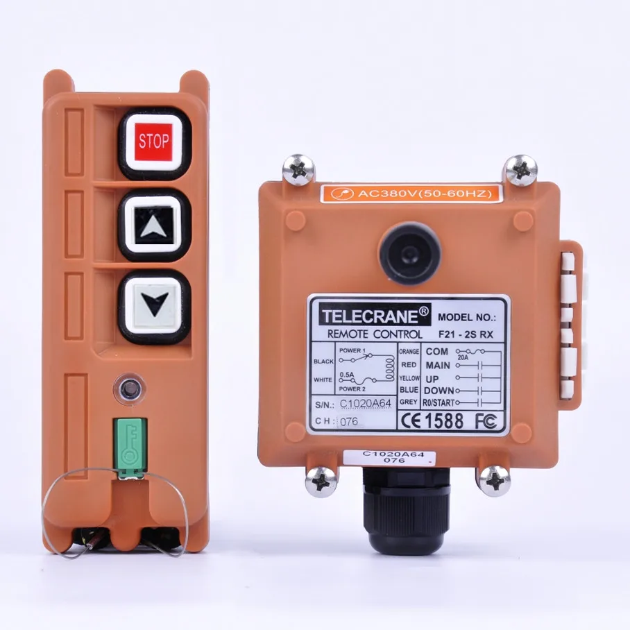 Universal Telecontrol UTING TELECRANE F21-2S Wireless Remote Control Switch 2 3 Single Speed Buttons for Winch Overhead Crane