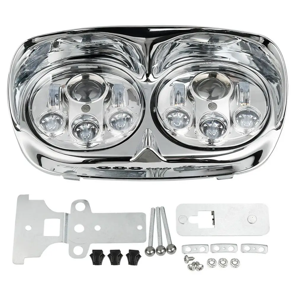 Motorcycle 5.75'' Dual LED Headlight Assembly Kit For Harley Road Glide EFI FLTRI 1998-2013 12