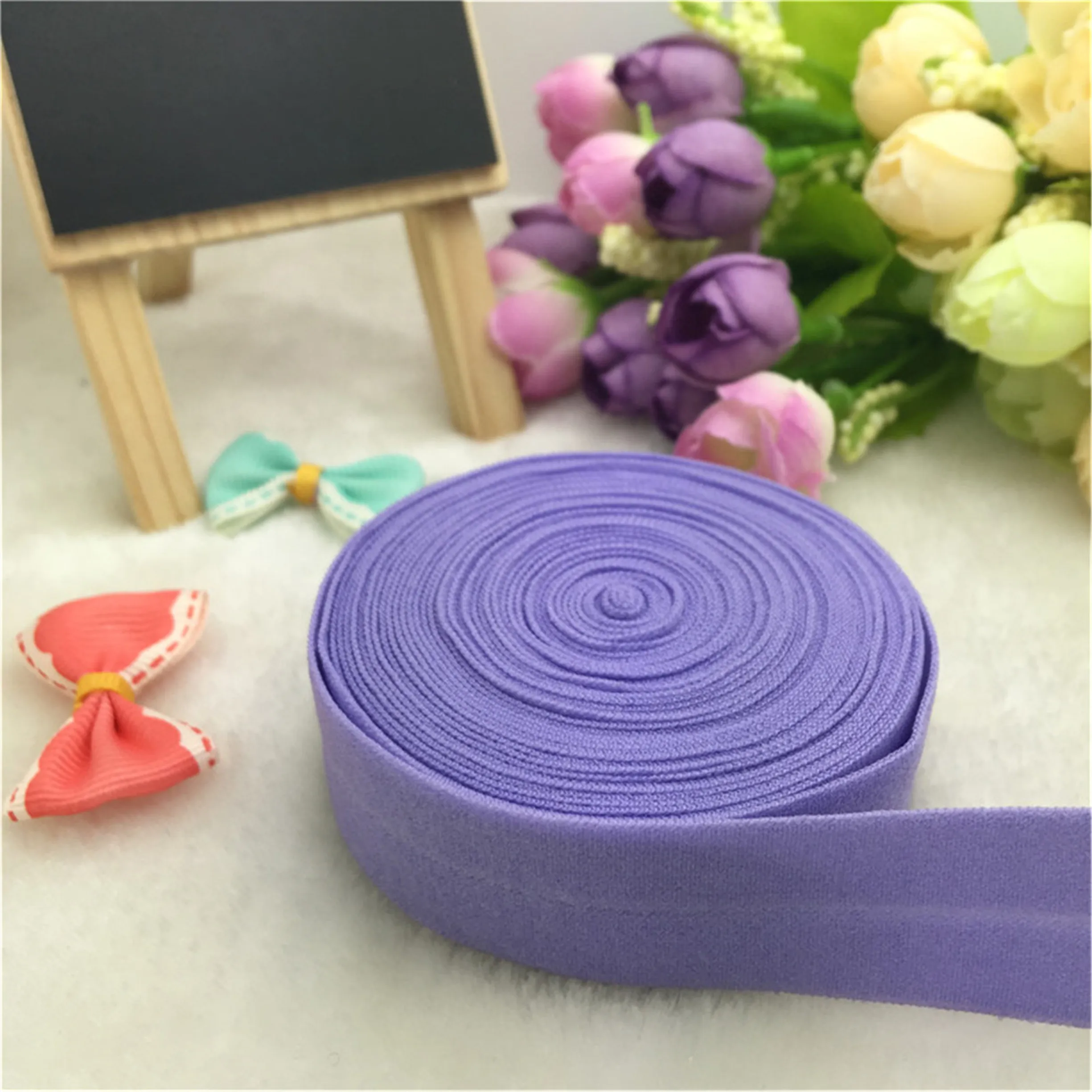 

Hot 3/5/10 yards 20MM 3/4" Purple Multirole fold over elastic Spandex Satin Band DIY