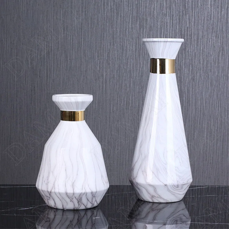 

Simplicity Ceramic Vases Modern Stone Pattern Applique Restaurant Desktop Flower Vase Hotel Front Desk Dried Flowers Organizer