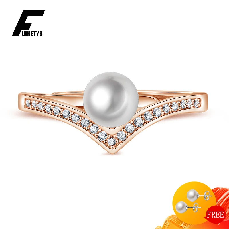 Fashion Pearl Rings for Women 925 Silver Jewelry Zircon Gemstones Open Finger Ring Accessories Wedding Engagement Gift Wholesale