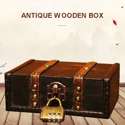 New Antique Wooden Jewelry Chest Lock Chest Treasure Storage Box Home Decor