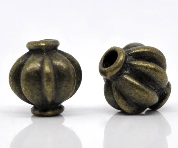 Doreen Box Zinc Metal Alloy Spacer Beads Lantern Antique Bronze Color Plated About 8mm x 8mm ,Hole:Approx 2mm,10 /60PCs