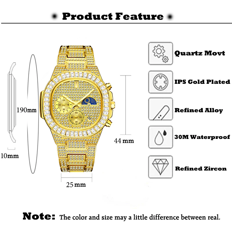 MISSFOX Luxury Designer Ice Watch Case With Bling Diamond Multifunctional Men Watches Organizer Wholesale Items For Business