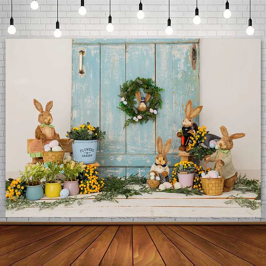 Avezano ฤดูใบไม้ผลิ Happy Easter การถ่ายภาพพื้นหลังพวงหรีดไม้ประตูทารกแรกเกิดเด็กภาพฉากหลัง Photo Studio Photozone Prop