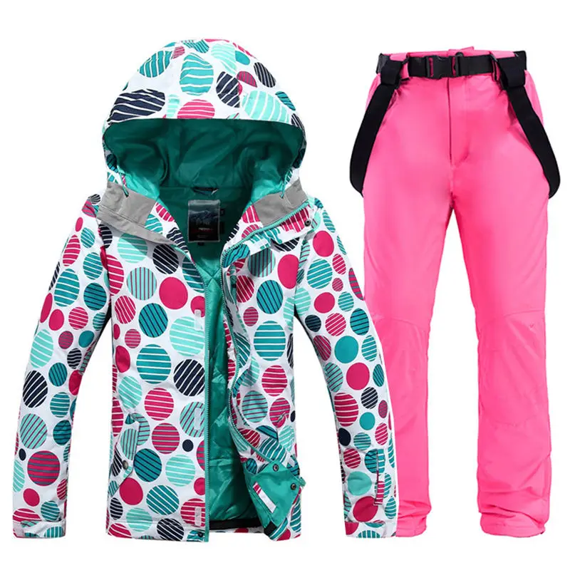 

Wholesale Women's Snow Wear Outdoor Sports Clothing Snowboarding Sets Waterproof Windproof Ski Jackets and Belt Snow Pants