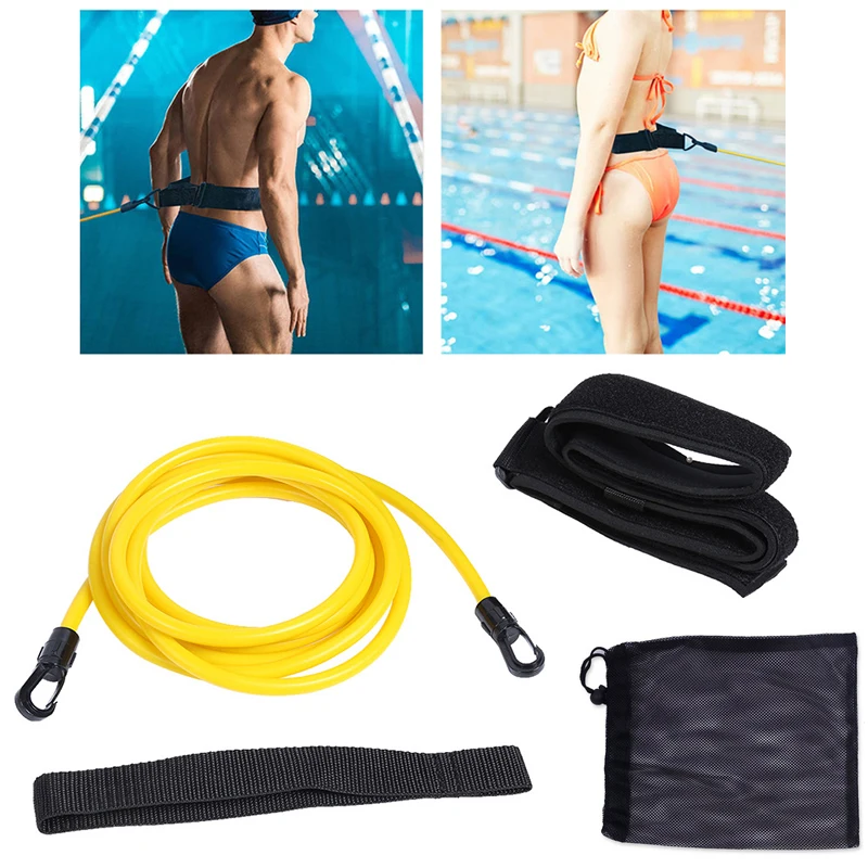 4M Swim Trainer Belt Swimming Training Resistance Band Safe Rubber Tube Elastic Pull Rope For Adult Kids Pool Accessories