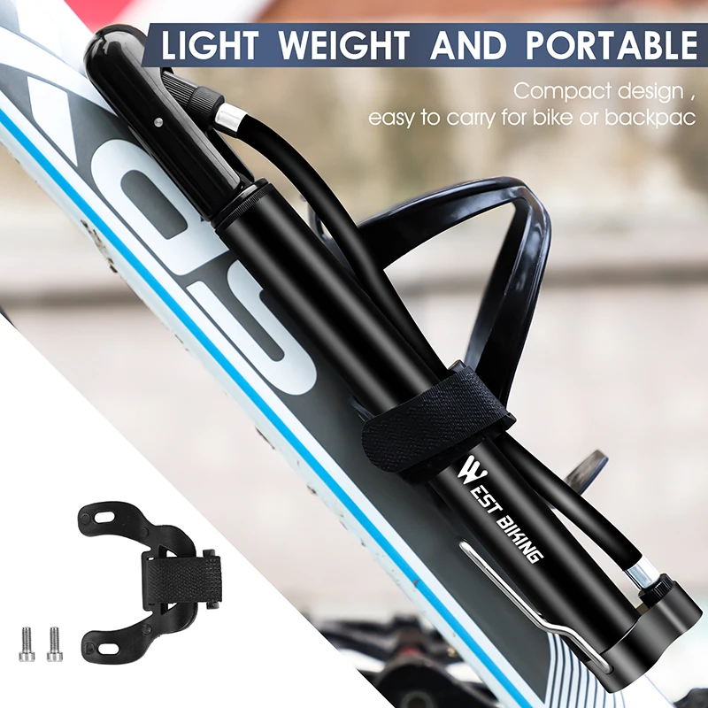 West Biking 120psi High Pressure Bicycle Pump AV/FV Portable Bike Motorcycle Tire Air Pump Bike Inflator Bicycle Accessories