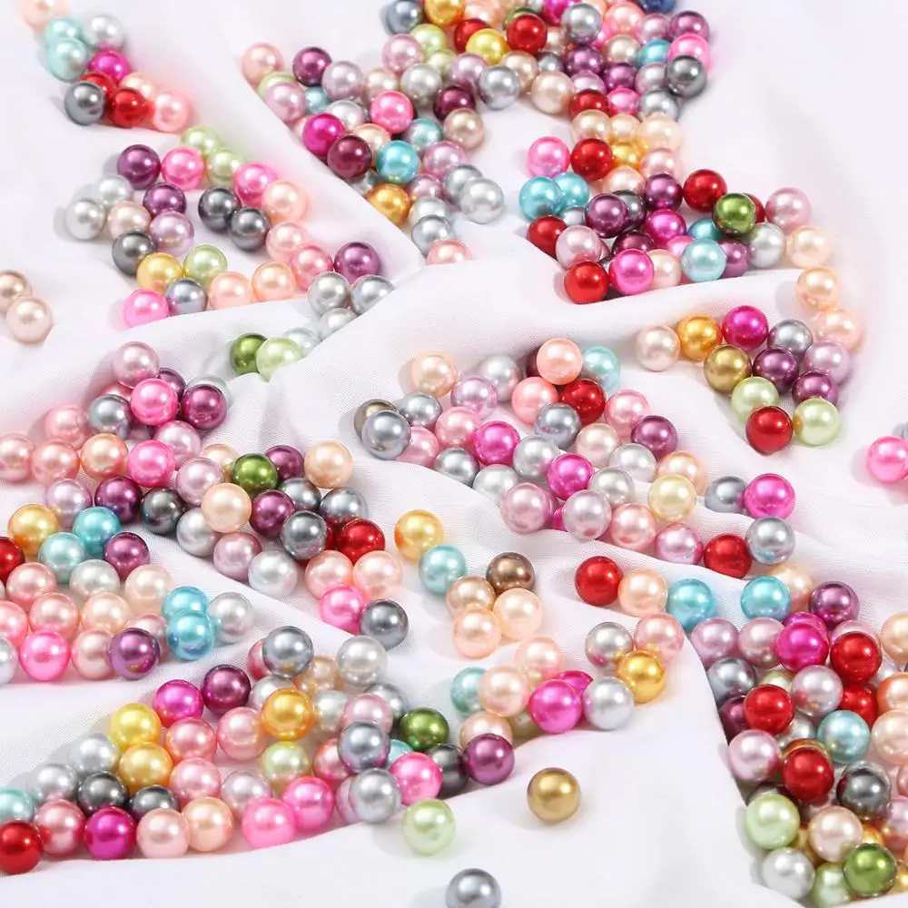 3/4/6/8/10MM Multicolors No Hole Acrylic Round ABS Imitation Pearl Beads Loose Beads for DIY Jewelry Making Accessories